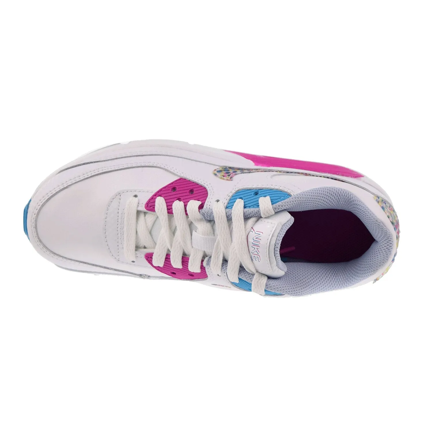 Nike Air Max 90 LTR SE (GS) Big Kids' Shoes White-Active Fuchsia-Blue Lightning