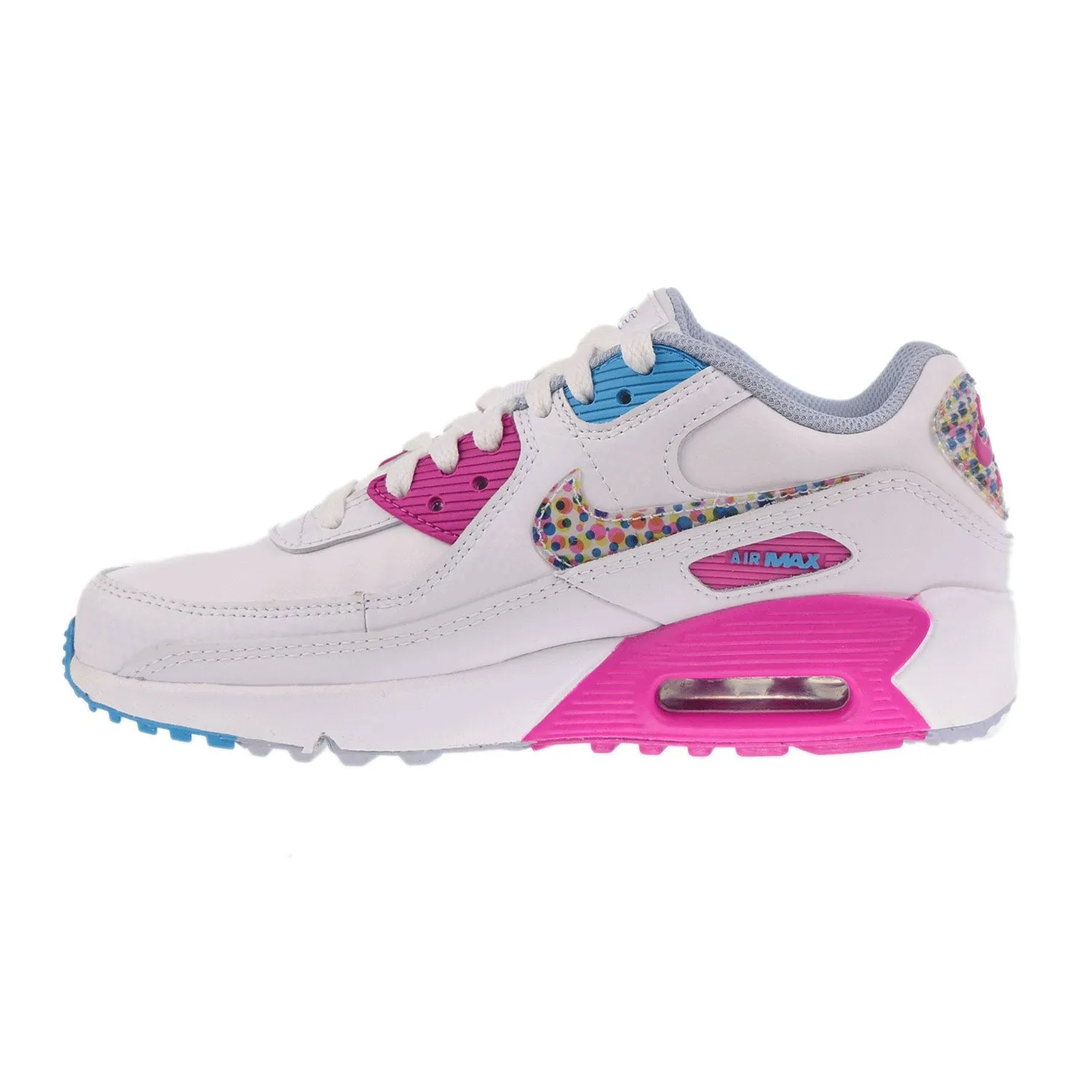Nike Air Max 90 LTR SE (GS) Big Kids' Shoes White-Active Fuchsia-Blue Lightning