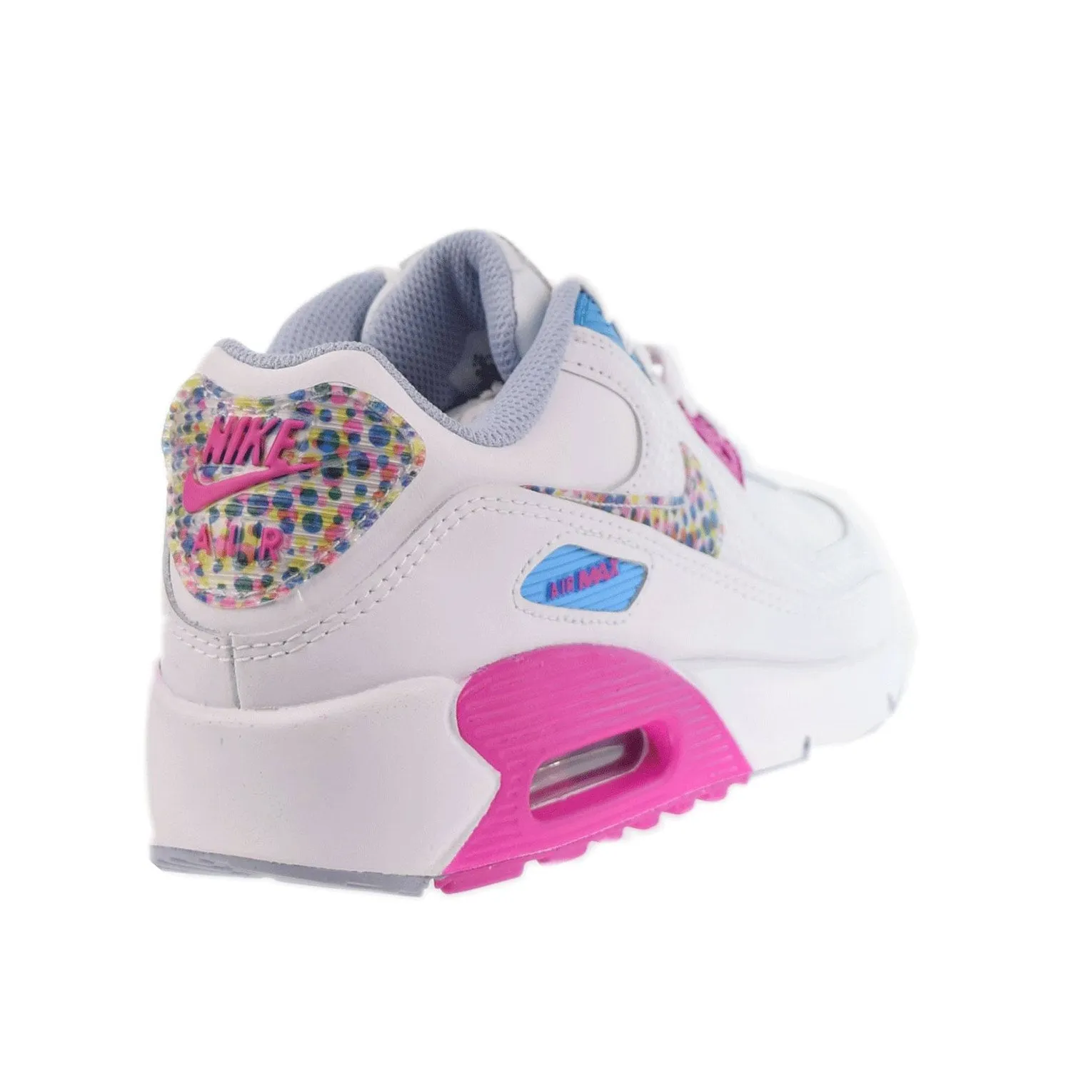 Nike Air Max 90 LTR SE (GS) Big Kids' Shoes White-Active Fuchsia-Blue Lightning