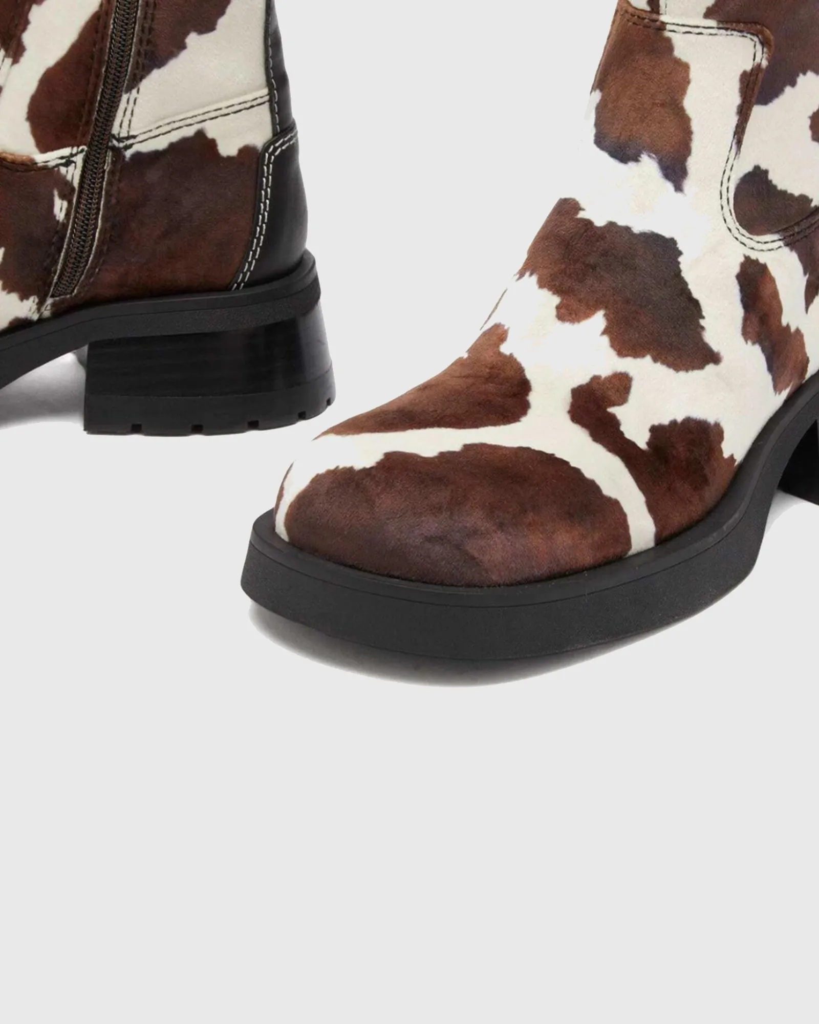 Orsina Cow Print  Ankle Boots In Brown