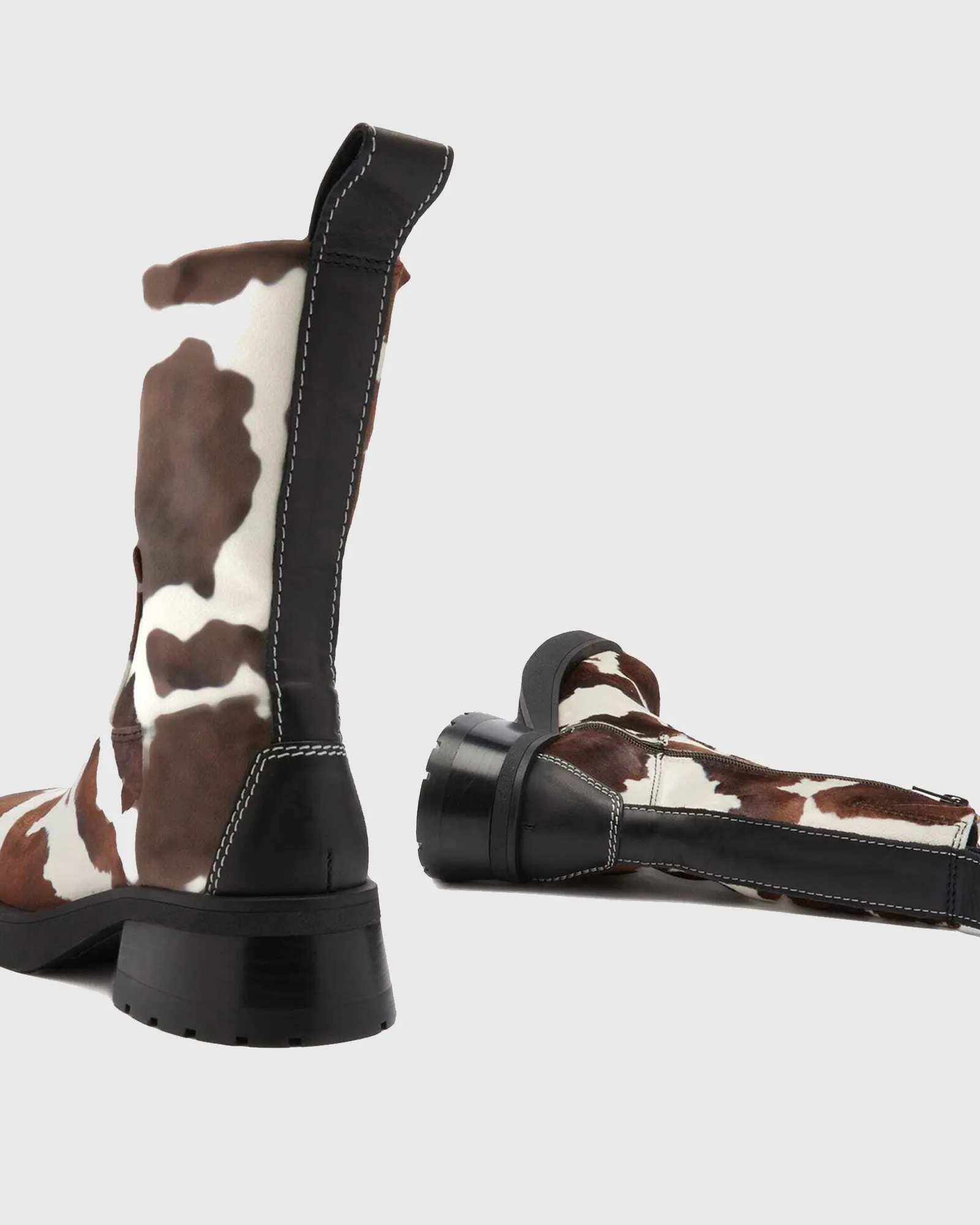 Orsina Cow Print  Ankle Boots In Brown