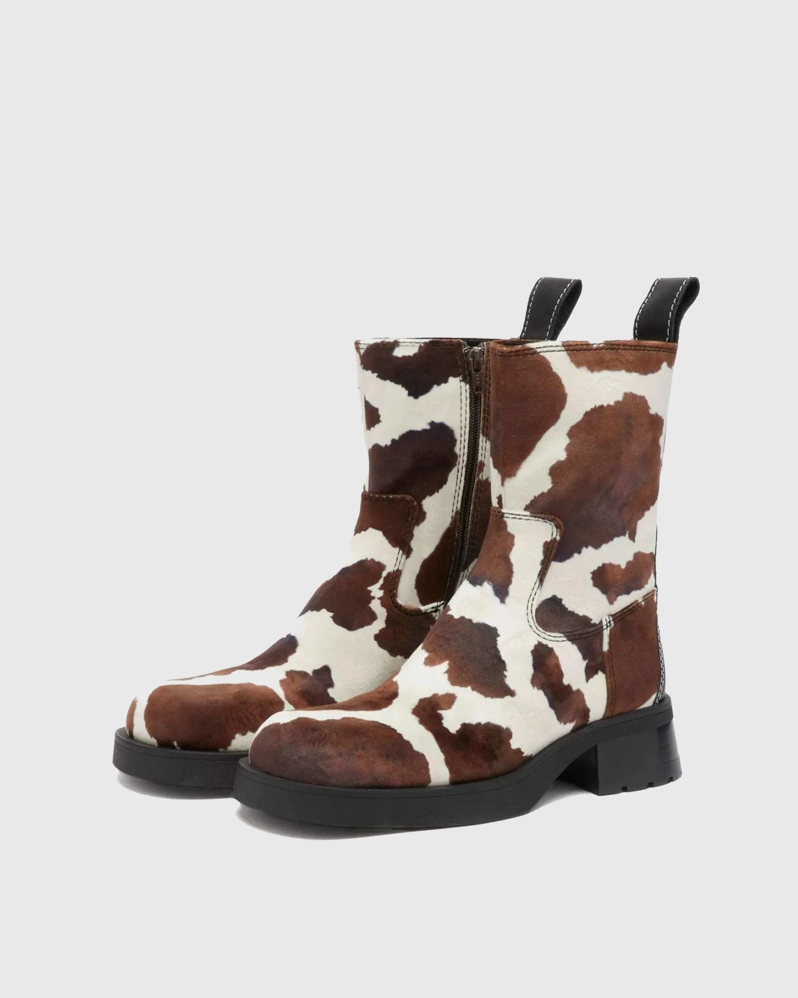 Orsina Cow Print  Ankle Boots In Brown