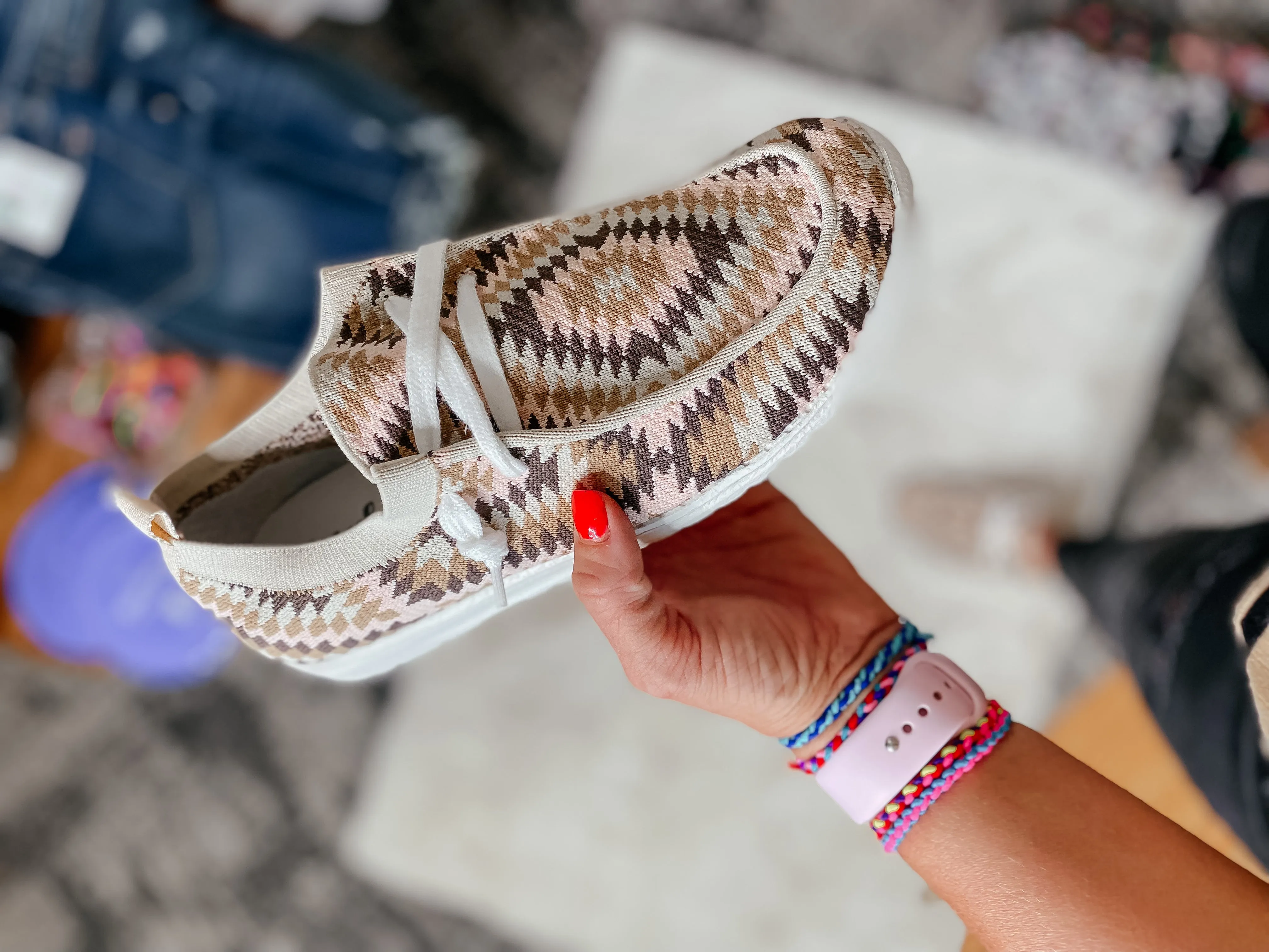 Pep Blush Aztec Slip On Sneakers