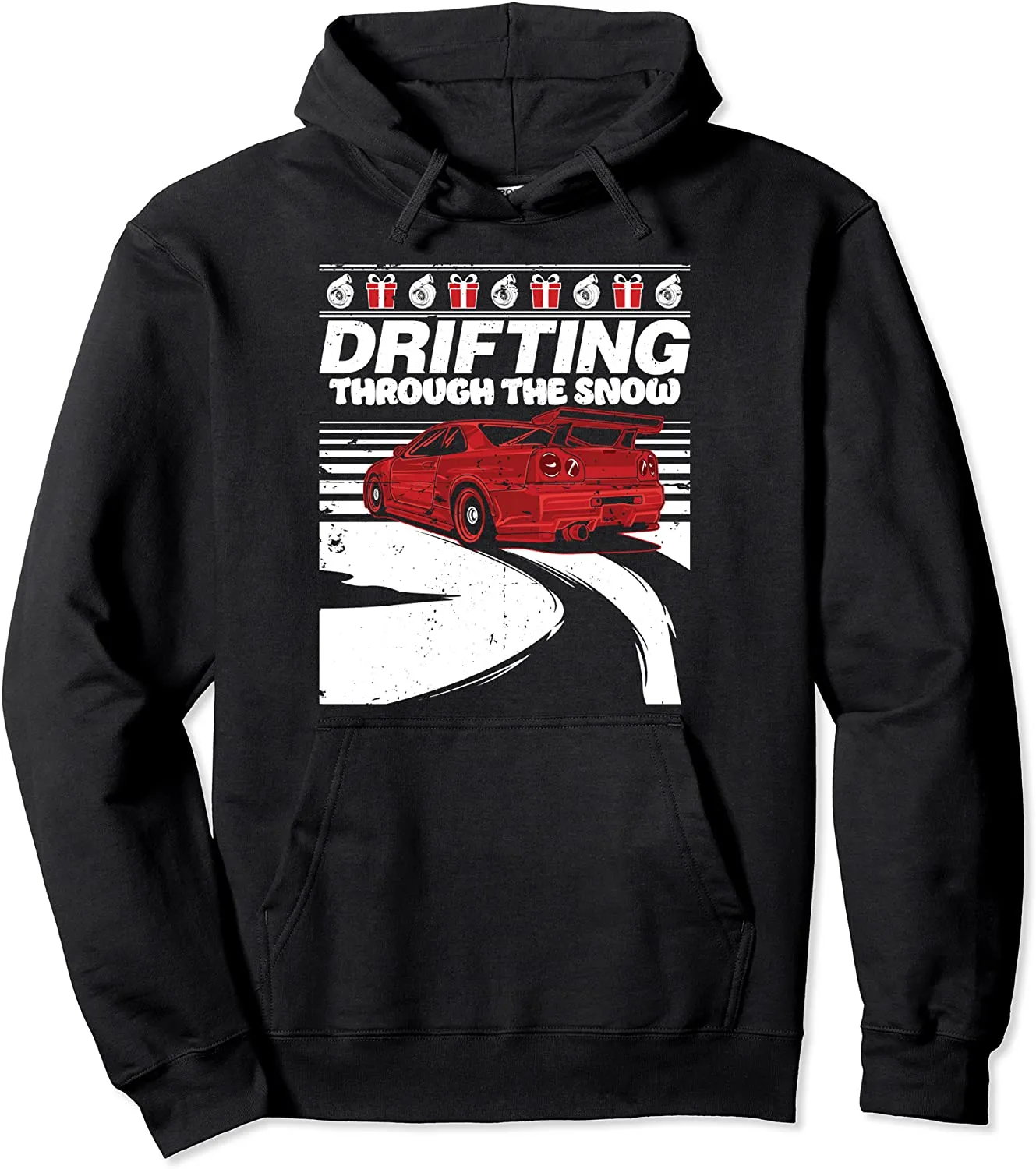 Ugly Christmas Sweater With Car Hoodie Drifting