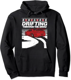 Ugly Christmas Sweater With Car Hoodie Drifting