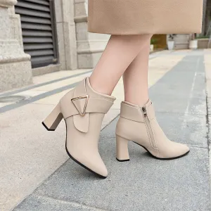 Women’s Ankle Boots with Buckle and Thick Heel